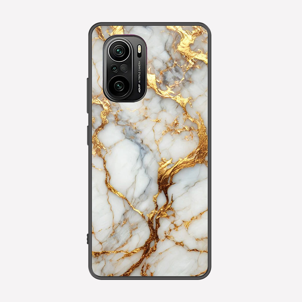 Xiaomi Redmi K40 Pro Cover - Luxury Gold Marble Series - Premium Printed Metal soft Bumper shock Proof Case