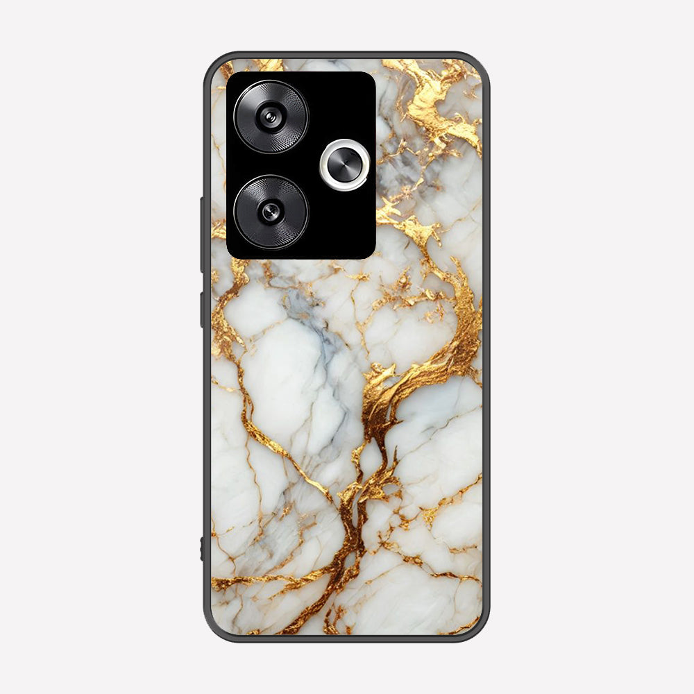 Xiaomi Poco F6 Cover - Luxury Gold Marble Series - Premium Printed Metal soft Bumper shock Proof Case