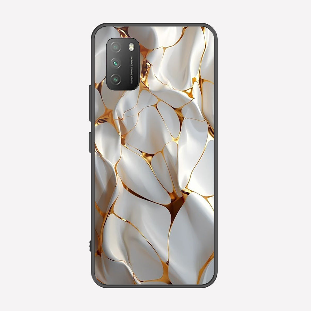 Xiaomi Poco M3 Cover - Luxury Gold Marble Series - Premium Printed Metal soft Bumper shock Proof Case