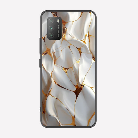 Xiaomi Poco M3 Cover - Luxury Gold Marble Series - Premium Printed Metal soft Bumper shock Proof Case