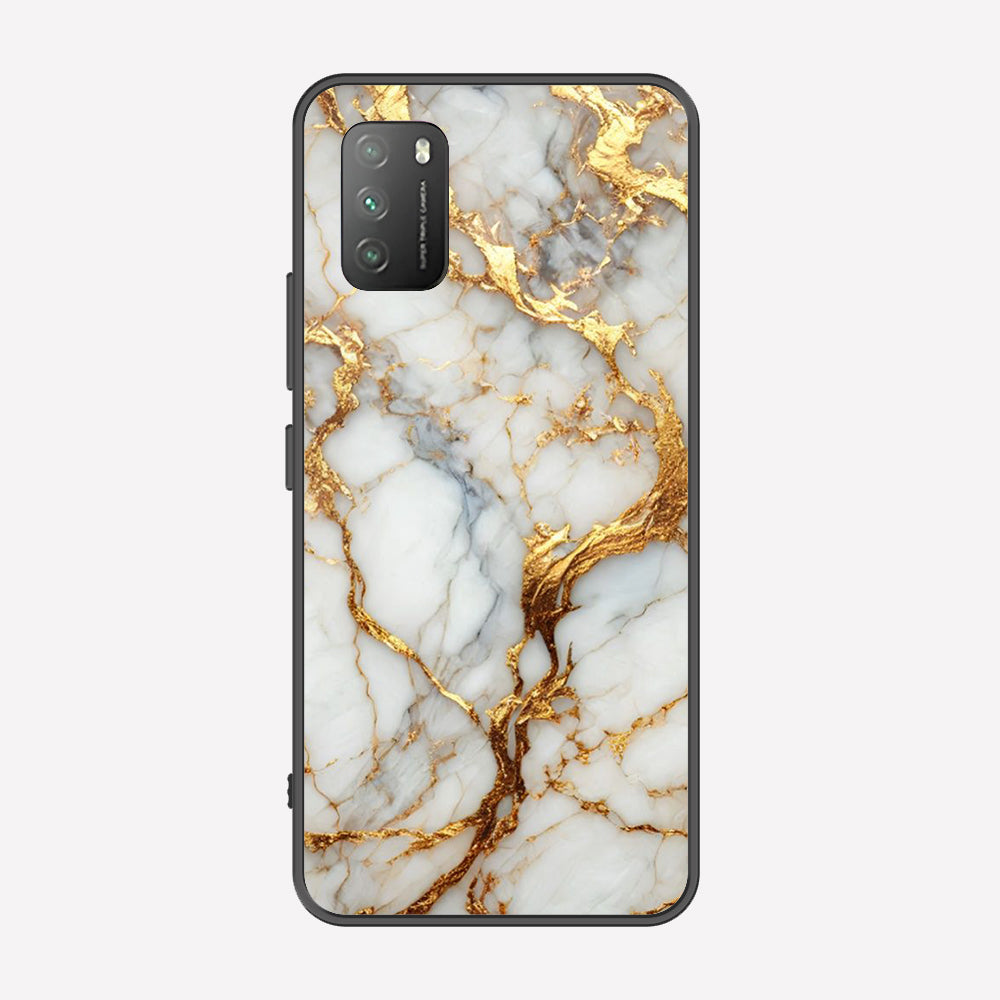 Xiaomi Poco M3 Cover - Luxury Gold Marble Series - Premium Printed Metal soft Bumper shock Proof Case