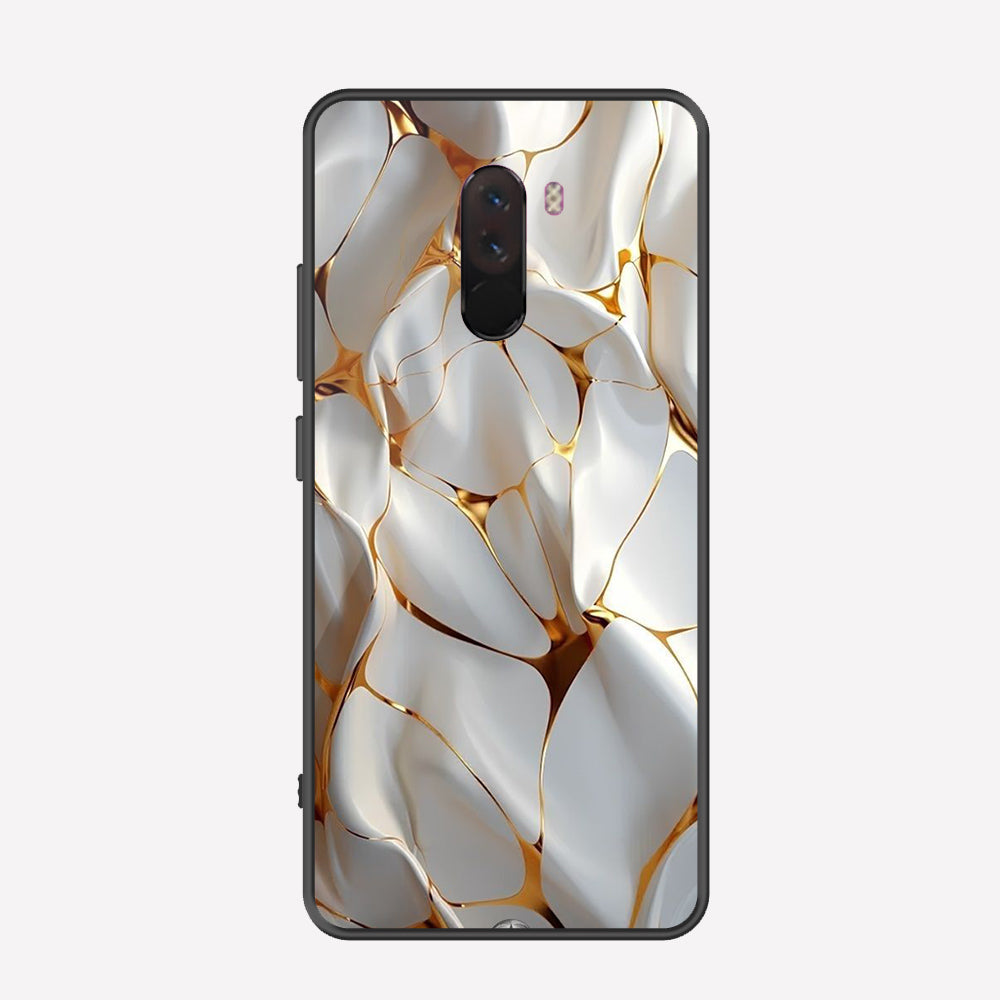 Xiaomi Pocophone F1 Cover - Luxury Gold Marble Series - Premium Printed Metal soft Bumper shock Proof Case