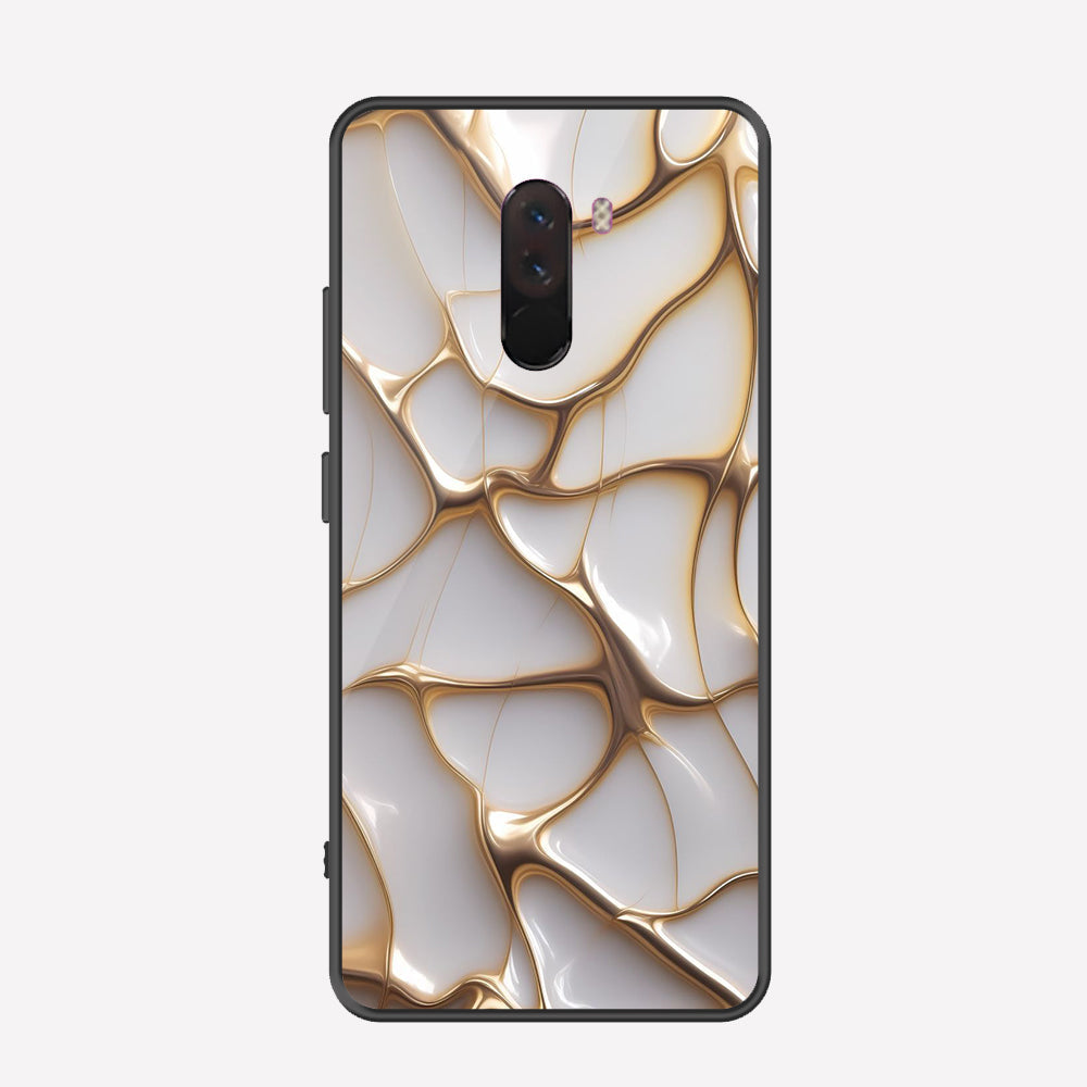 Xiaomi Pocophone F1 Cover - Luxury Gold Marble Series - Premium Printed Metal soft Bumper shock Proof Case