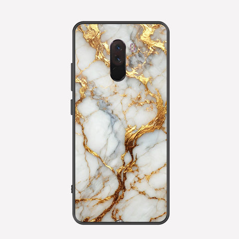 Xiaomi Pocophone F1 Cover - Luxury Gold Marble Series - Premium Printed Metal soft Bumper shock Proof Case