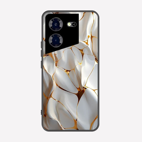 Tecno Pova 5 Pro Cover - Luxury Gold Marble Series - Premium Printed Metal soft Bumper shock Proof Case