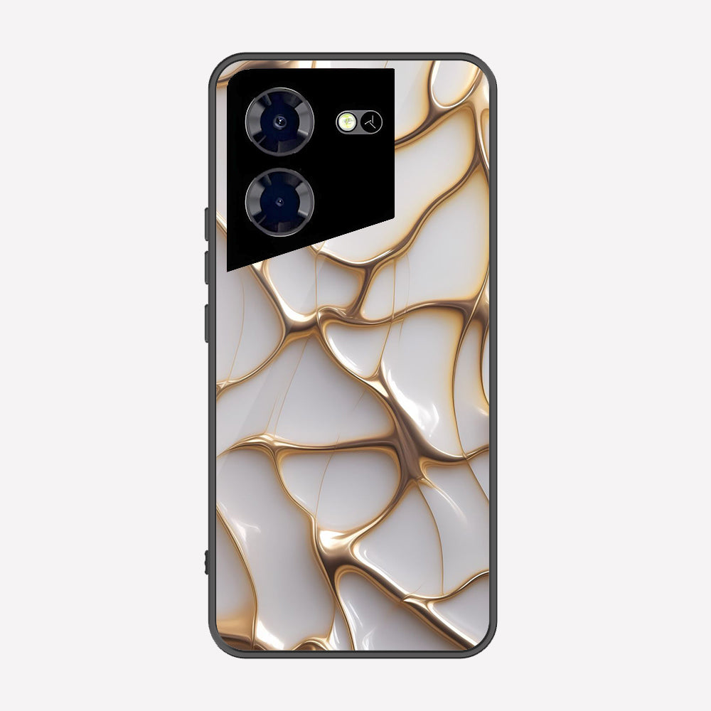 Tecno Pova 5 Pro Cover - Luxury Gold Marble Series - Premium Printed Metal soft Bumper shock Proof Case