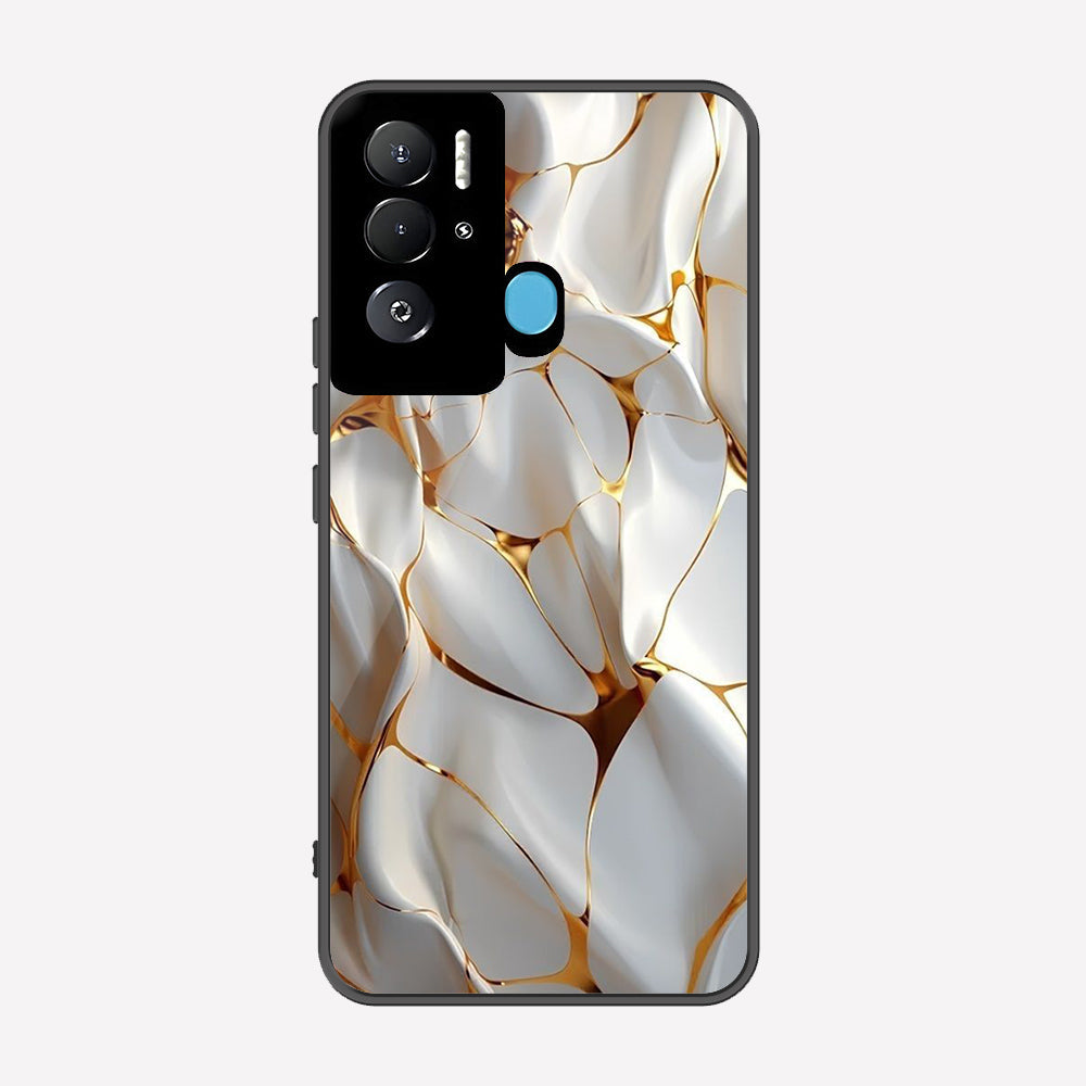 Tecno Pova Neo Cover - Luxury Gold Marble Series - Premium Printed Metal soft Bumper shock Proof Case