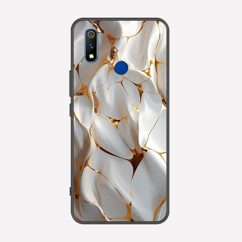 Realme 3i Cover - Luxury Gold Marble Series - Premium Printed Metal soft Bumper shock Proof Case