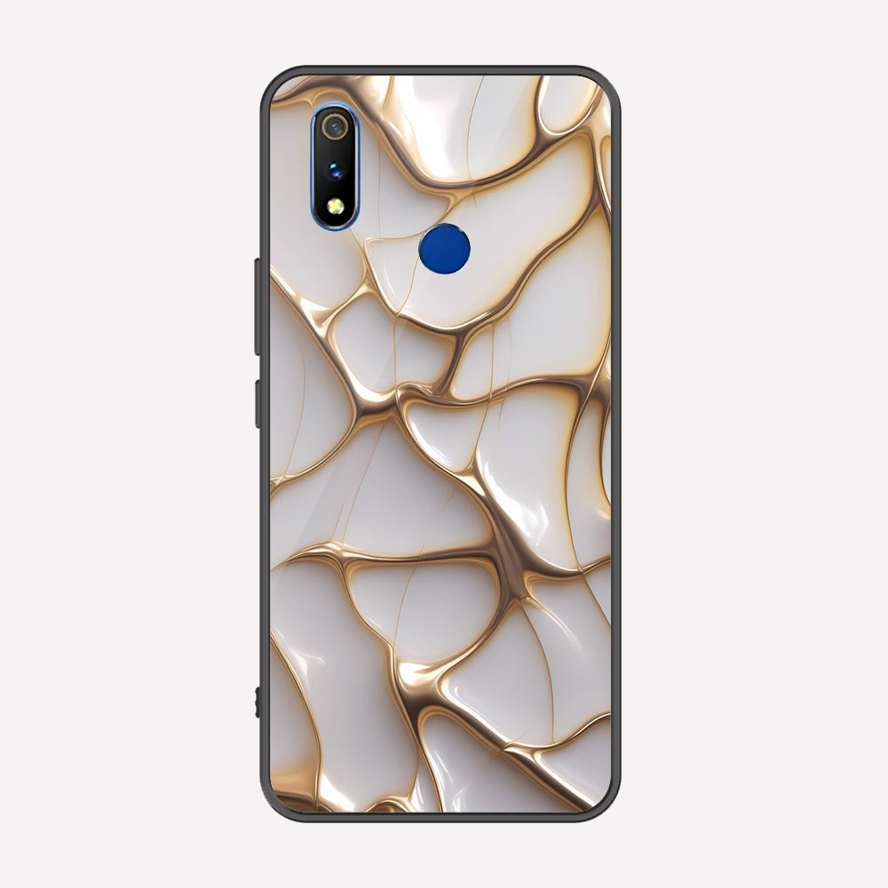 Realme 3i Cover - Luxury Gold Marble Series - Premium Printed Metal soft Bumper shock Proof Case