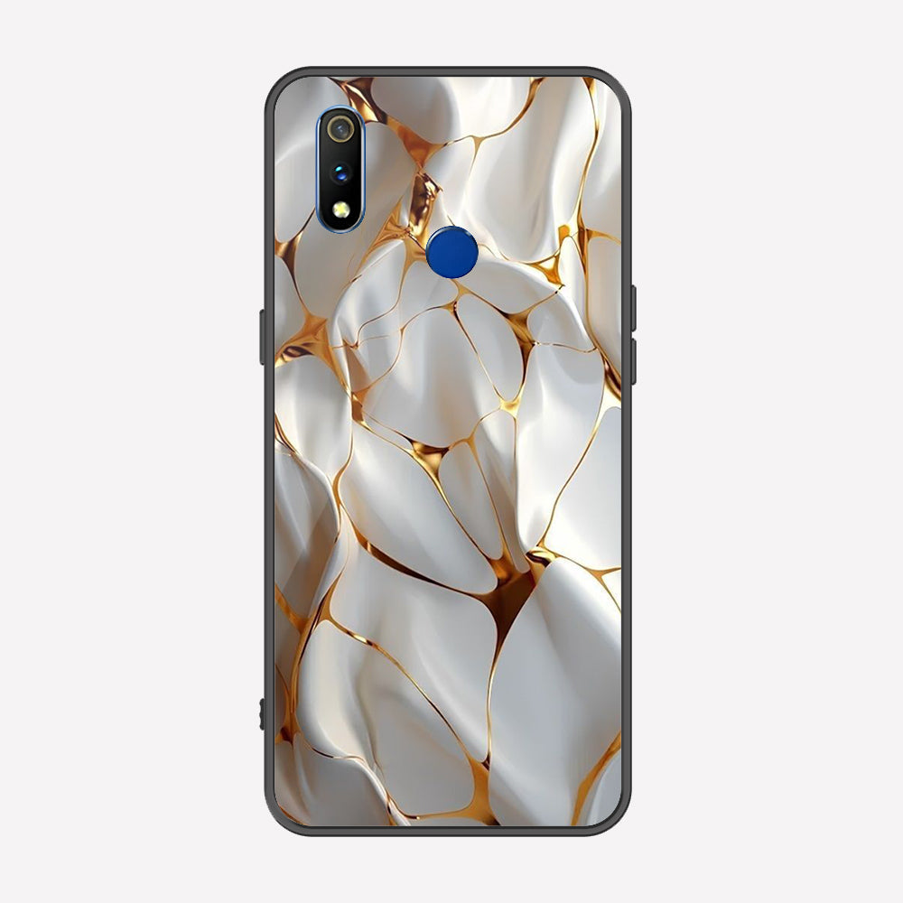 Realme 3 Pro Cover - Luxury Gold Marble Series - Premium Printed Metal soft Bumper shock Proof Case