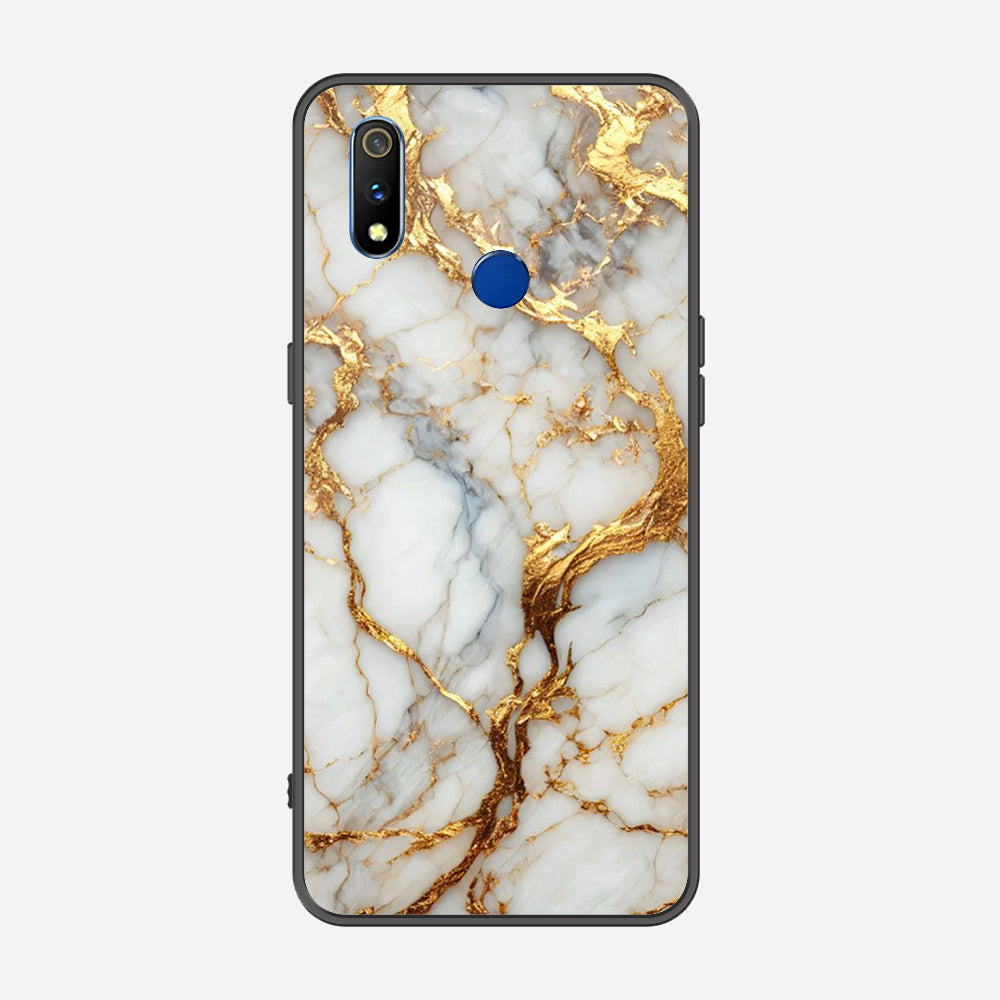 Realme 3 Pro Cover - Luxury Gold Marble Series - Premium Printed Metal soft Bumper shock Proof Case