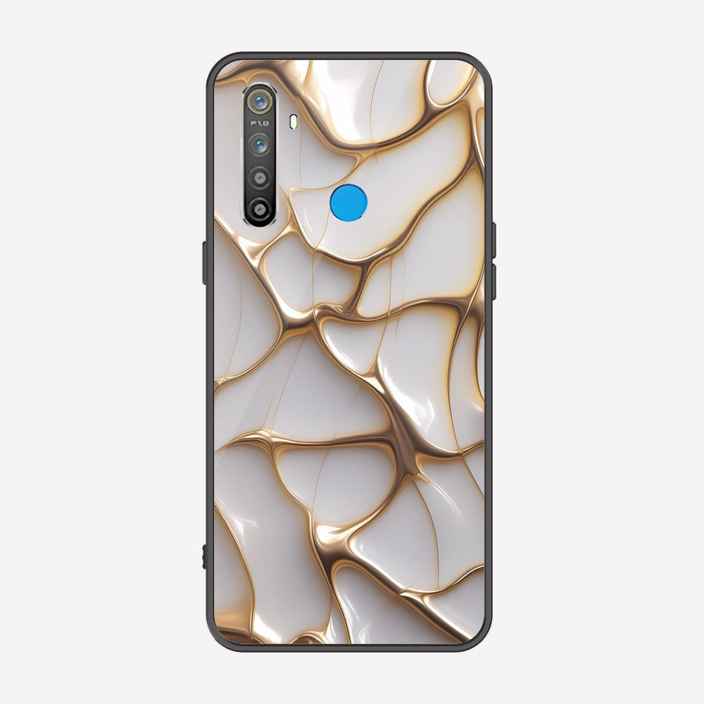 Realme 5 Cover - Luxury Gold Marble Series - Premium Printed Metal soft Bumper shock Proof Case
