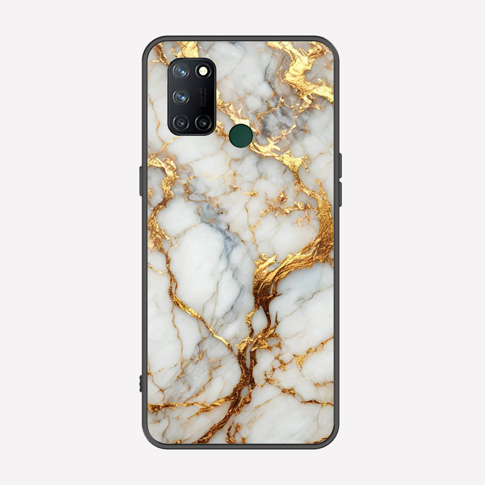 Realme 7i Cover - Luxury Gold Marble Series - Premium Printed Metal soft Bumper shock Proof Case