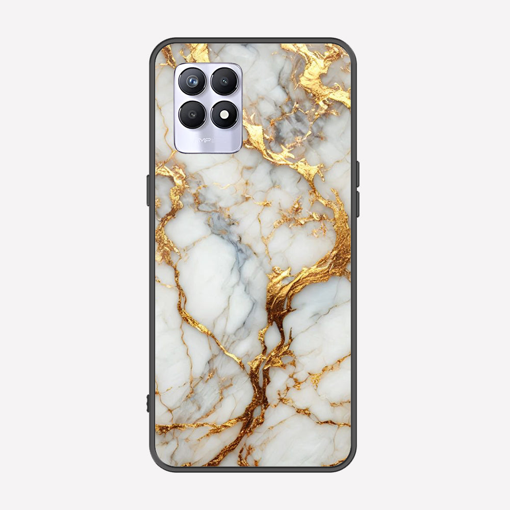 Realme 8i Cover - Luxury Gold Marble Series - Premium Printed Metal soft Bumper shock Proof Case