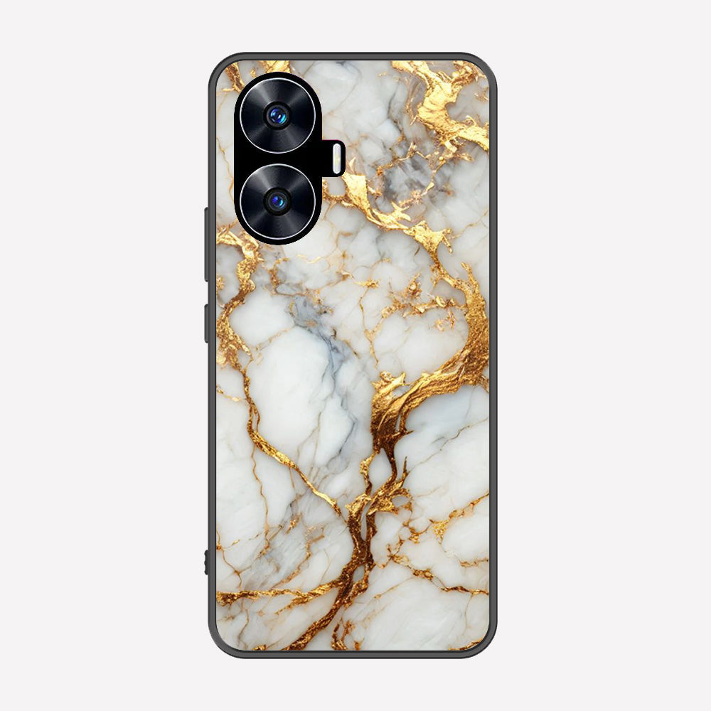 Realme C55 Cover - Luxury Gold Marble Series - Premium Printed Metal soft Bumper shock Proof Case