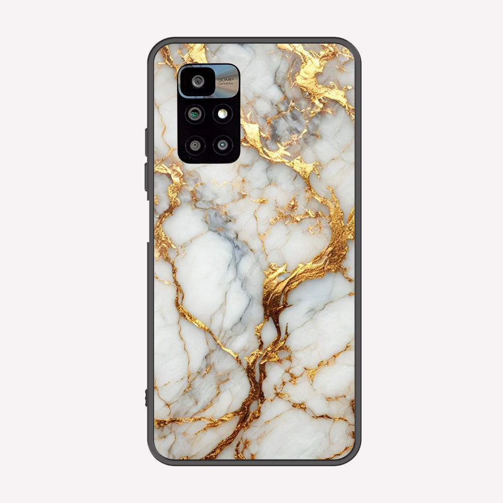 Xiaomi Redmi 10 Prime Cover - Luxury Gold Marble Series - Premium Printed Metal soft Bumper shock Proof Case