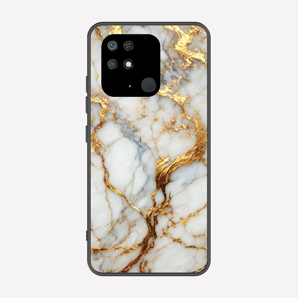Xiaomi Redmi 10C Cover - Luxury Gold Marble Series - Premium Printed Metal soft Bumper shock Proof Case