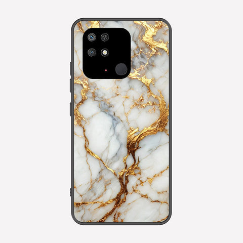 Xiaomi Redmi 10C Cover - Luxury Gold Marble Series - Premium Printed Metal soft Bumper shock Proof Case