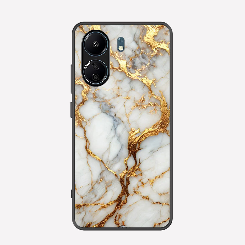 Xiaomi Redmi 13C Cover - Luxury Gold Marble Series - Premium Printed Metal soft Bumper shock Proof Case
