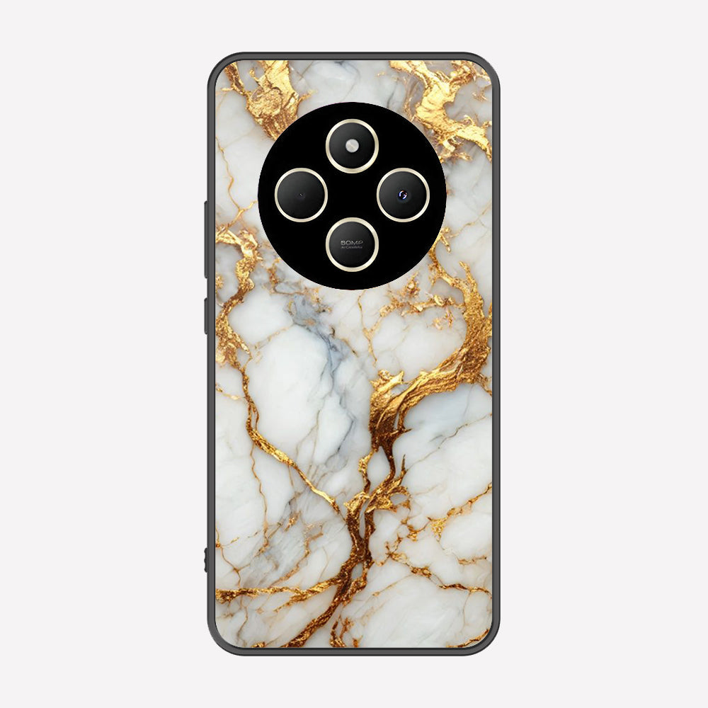 Xiaomi Redmi 14R Cover - Luxury Gold Marble Series - Premium Printed Metal soft Bumper shock Proof Case