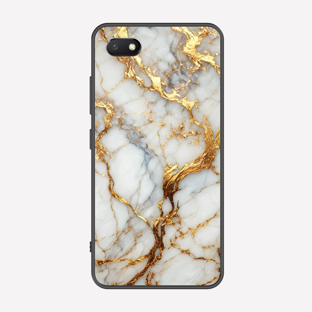 Xiaomi Redmi 6A Cover - Luxury Gold Marble Series - Premium Printed Metal soft Bumper shock Proof Case