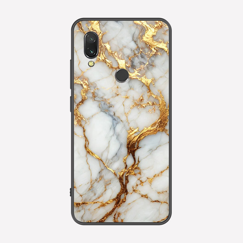 Xiaomi Redmi 7 Cover - Luxury Gold Marble Series - Premium Printed Metal soft Bumper shock Proof Case