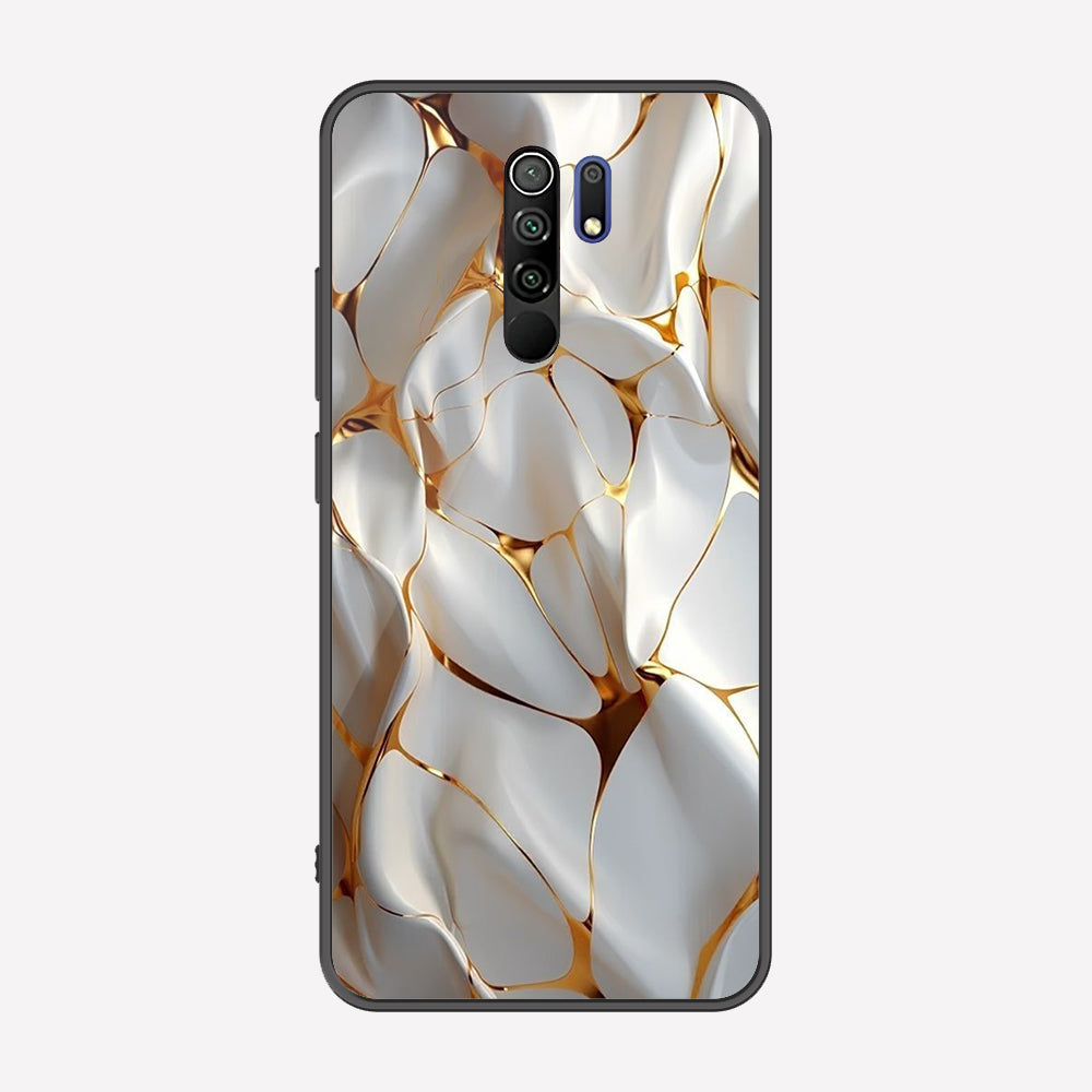 Xiaomi Redmi 9 Cover - Luxury Gold Marble Series - Premium Printed Metal soft Bumper shock Proof Case