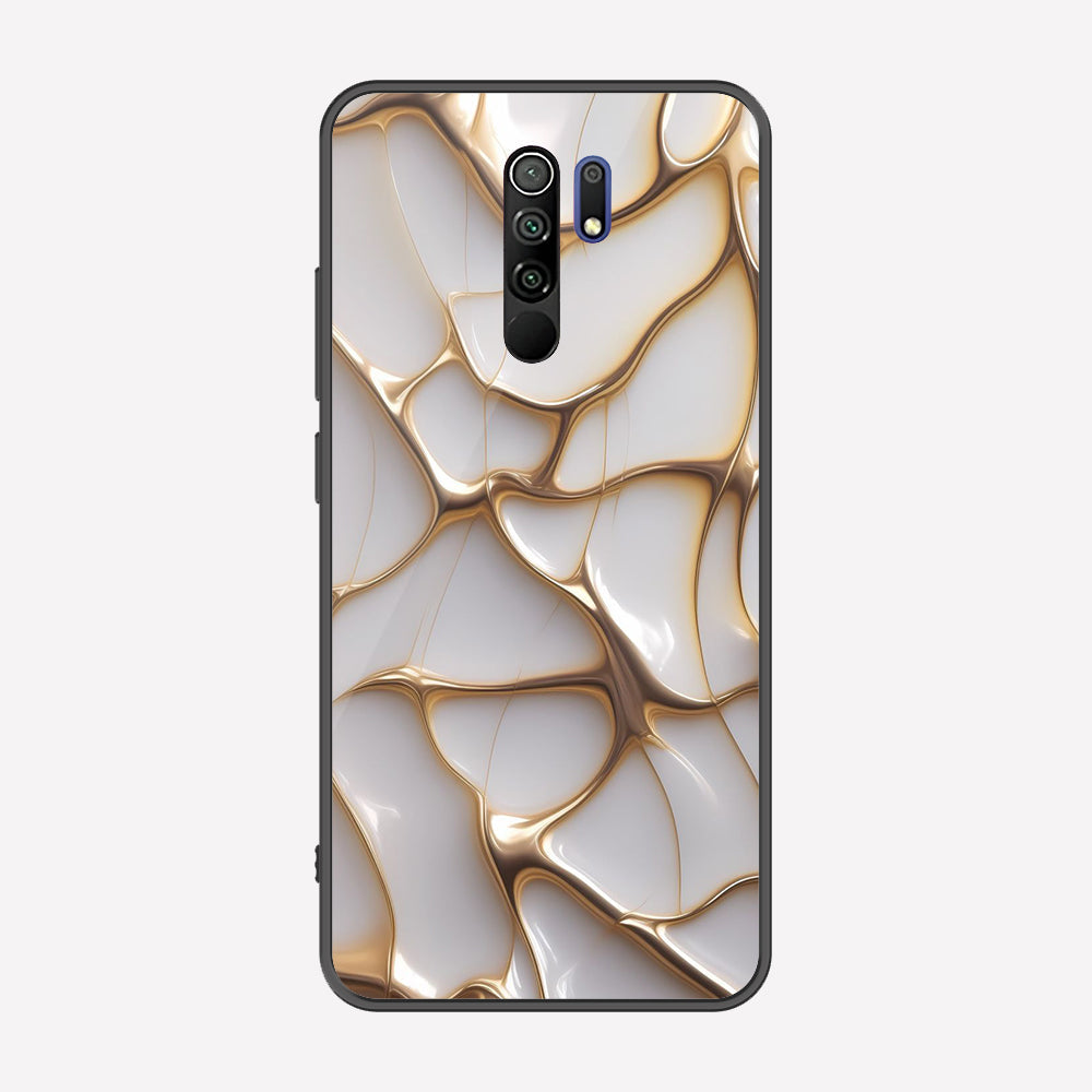 Xiaomi Redmi 9 Cover - Luxury Gold Marble Series - Premium Printed Metal soft Bumper shock Proof Case