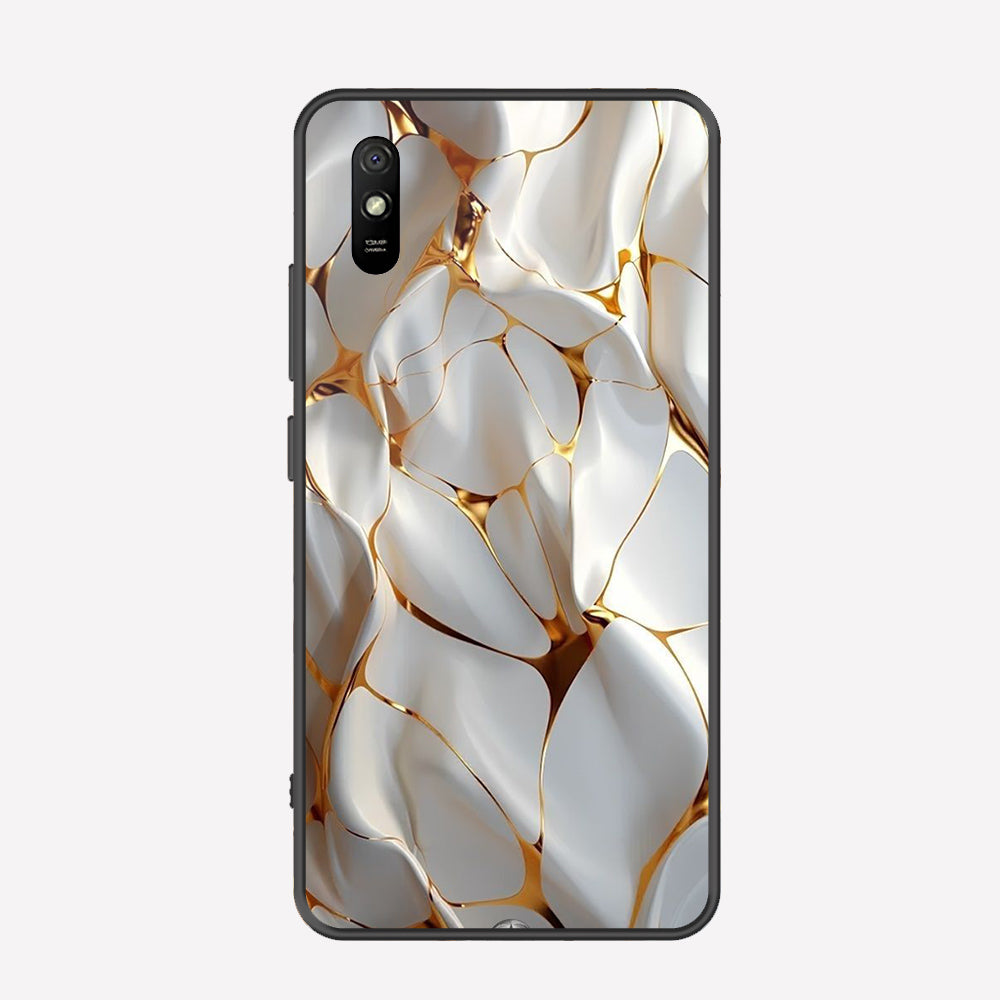 Xiaomi Redmi 9A Cover - Luxury Gold Marble Series - Premium Printed Metal soft Bumper shock Proof Case