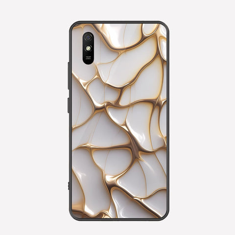 Xiaomi Redmi 9A Cover - Luxury Gold Marble Series - Premium Printed Metal soft Bumper shock Proof Case