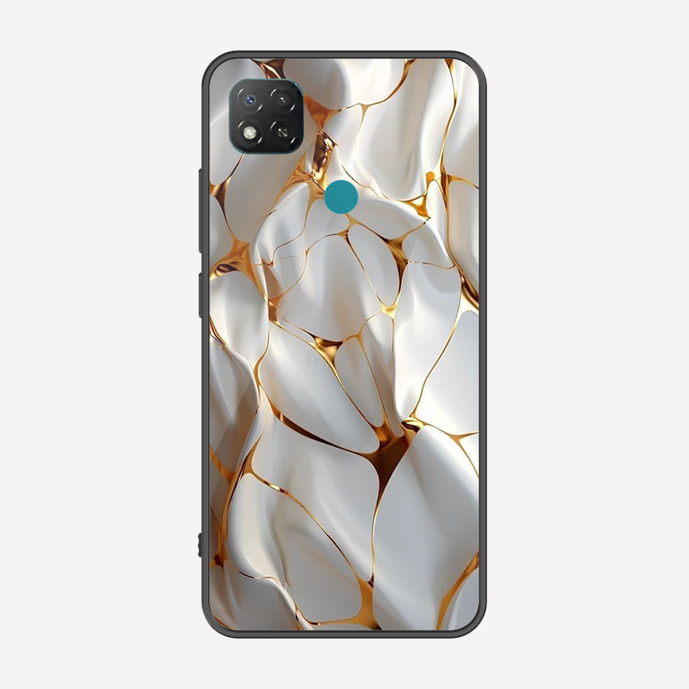 Xiaomi Redmi 9C Cover - Luxury Gold Marble Series - Premium Printed Metal soft Bumper shock Proof Case