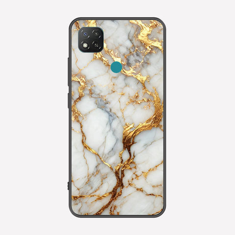 Xiaomi Redmi 9C Cover - Luxury Gold Marble Series - Premium Printed Metal soft Bumper shock Proof Case