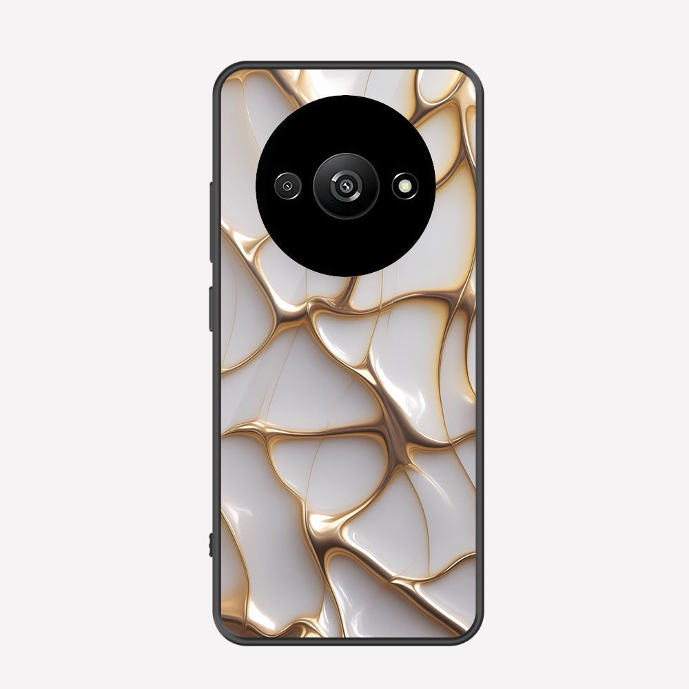 Xiaomi Redmi A3 Cover - Luxury Gold Marble Series - Premium Printed Metal soft Bumper shock Proof Case