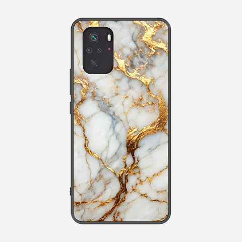 Xiaomi Redmi Note 10S Cover - Luxury Gold Marble Series - Premium Printed Metal soft Bumper shock Proof Case