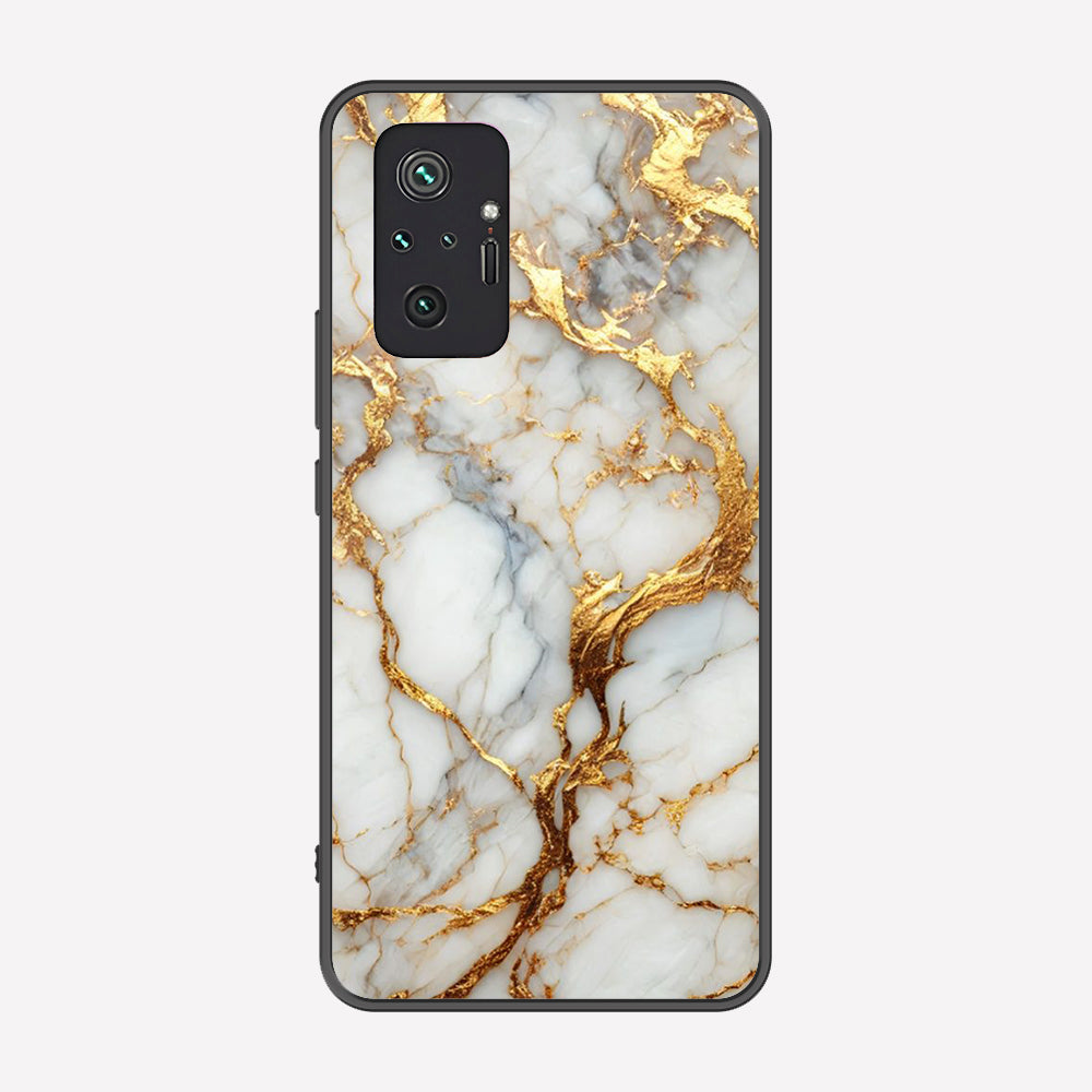 Xiaomi Redmi Note 10 Pro Max Cover - Luxury Gold Marble Series - Premium Printed Metal soft Bumper shock Proof Case