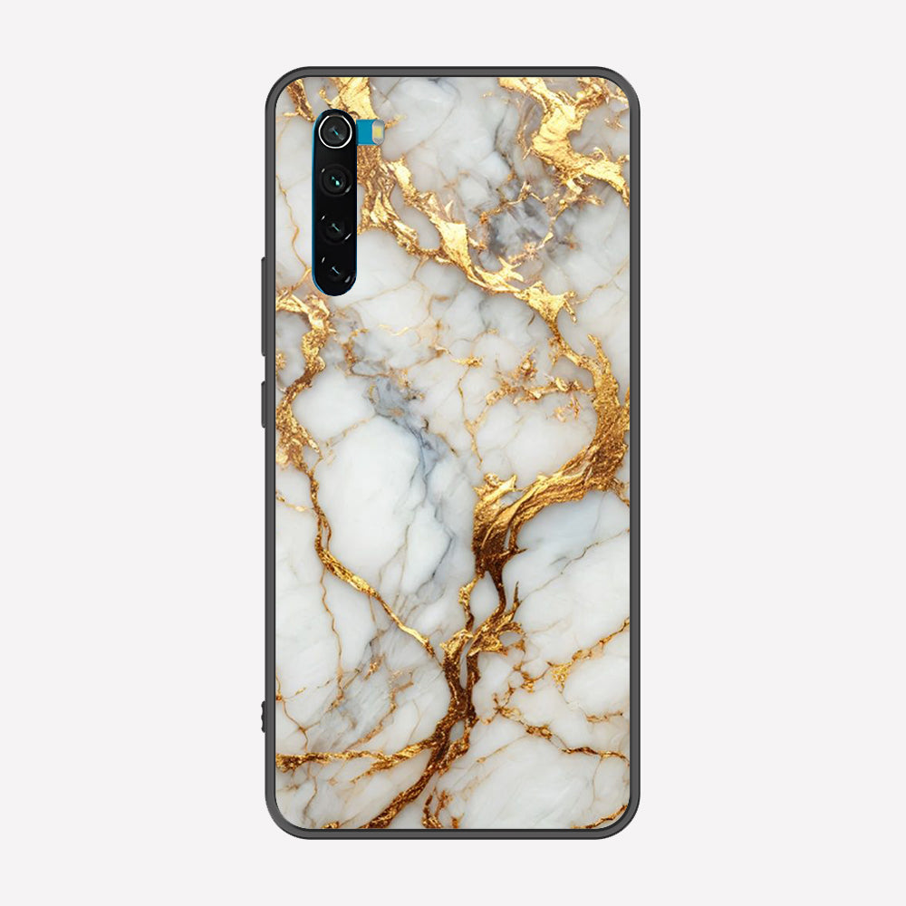 Xiaomi Redmi Note 8 2021 Cover - Luxury Gold Marble Series - Premium Printed Metal soft Bumper shock Proof Case