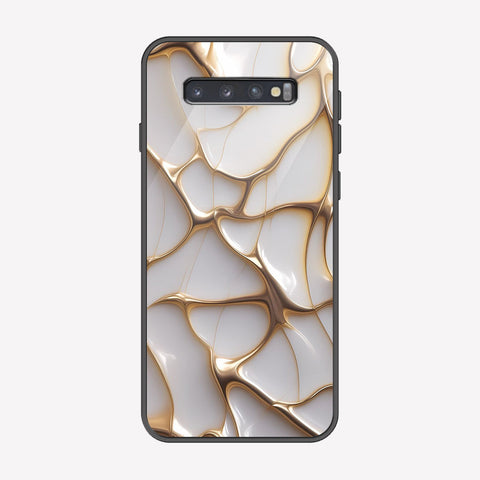 Samsung Galaxy S10 Cover - Luxury Gold Marble Series - Premium Printed Metal soft Bumper shock Proof Case