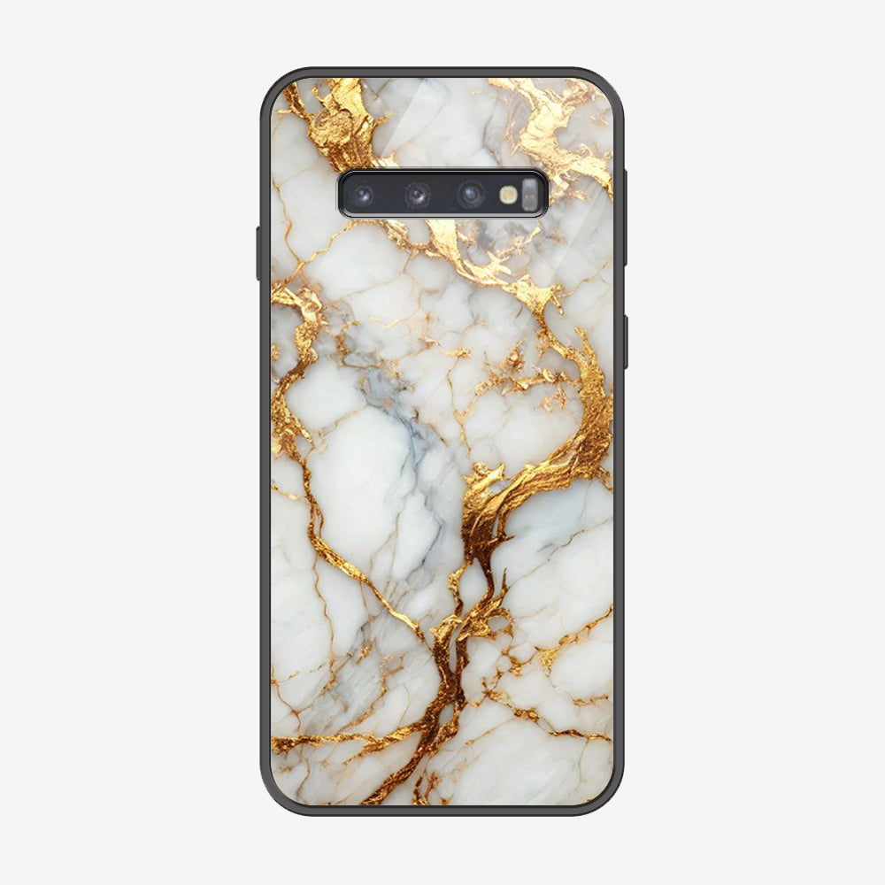 Samsung Galaxy S10 5G Cover - Luxury Gold Marble Series - Premium Printed Metal soft Bumper shock Proof Case
