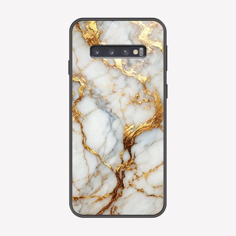 Samsung Galaxy S10 5G Cover - Luxury Gold Marble Series - Premium Printed Metal soft Bumper shock Proof Case