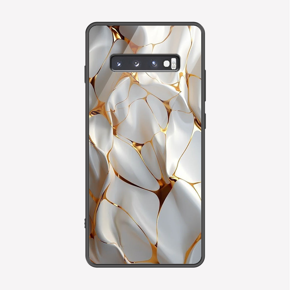 Samsung Galaxy S10 Plus Cover - Luxury Gold Marble Series - Premium Printed Metal soft Bumper shock Proof Case