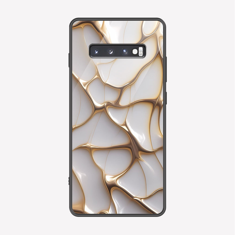 Samsung Galaxy S10 Plus Cover - Luxury Gold Marble Series - Premium Printed Metal soft Bumper shock Proof Case