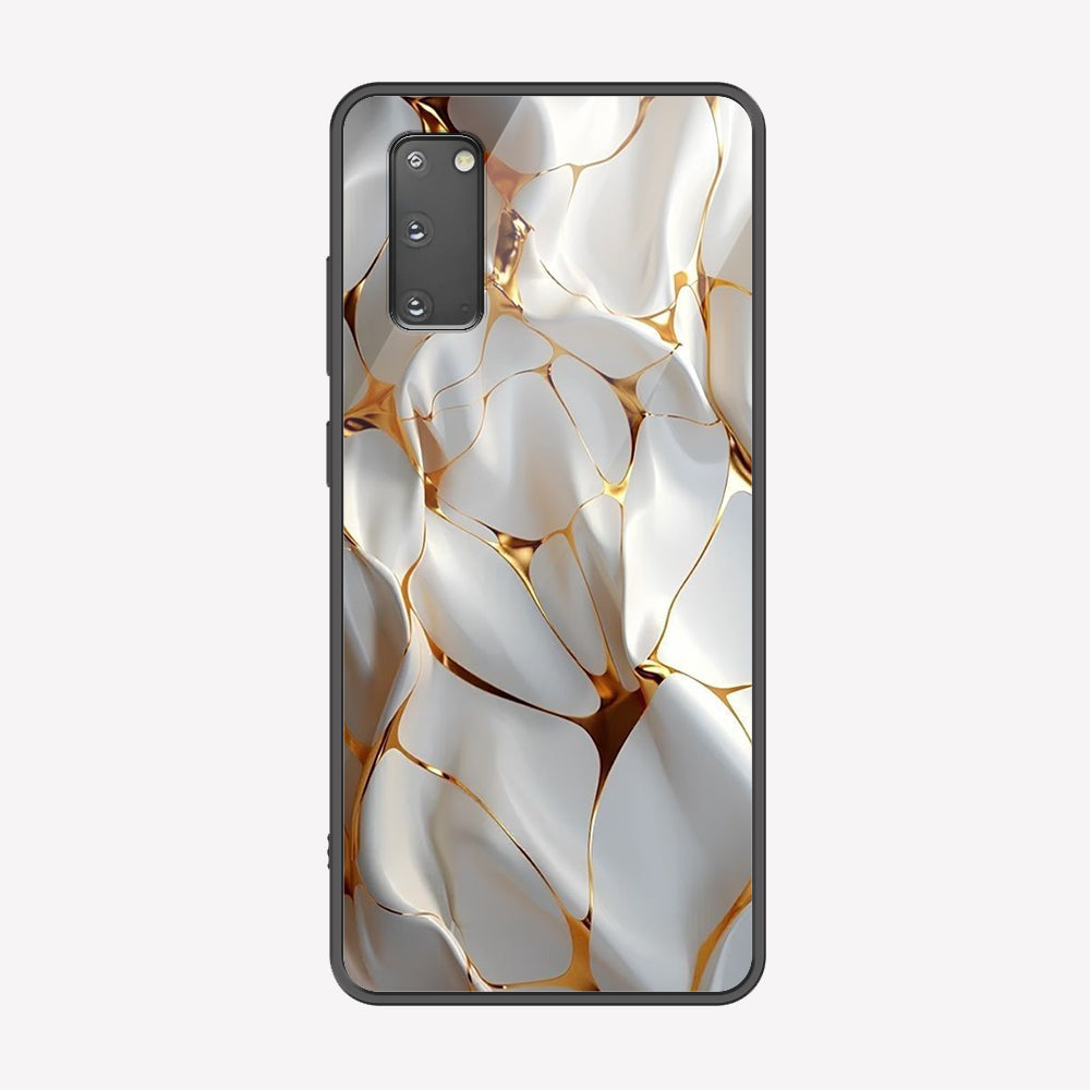 Samsung Galaxy S20 Cover - Luxury Gold Marble Series - Premium Printed Metal soft Bumper shock Proof Case
