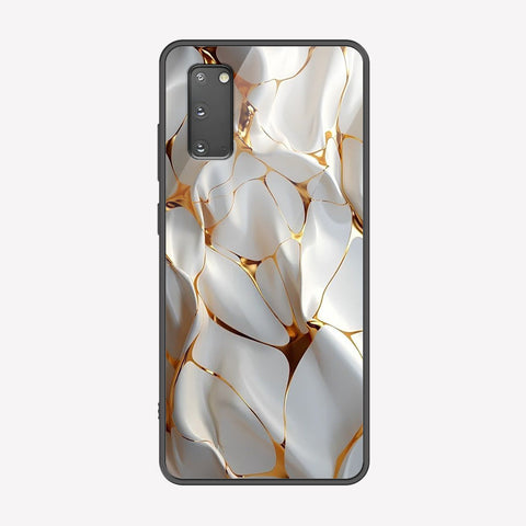Samsung Galaxy S20 Cover - Luxury Gold Marble Series - Premium Printed Metal soft Bumper shock Proof Case