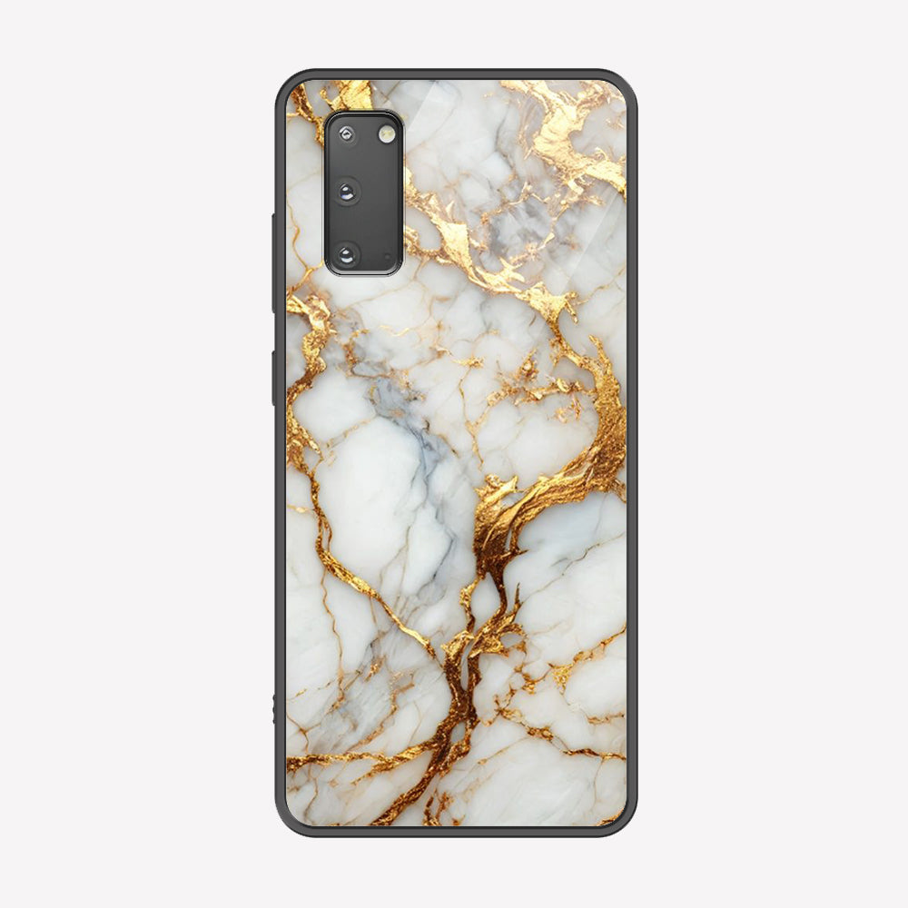 Samsung Galaxy S20 Cover - Luxury Gold Marble Series - Premium Printed Metal soft Bumper shock Proof Case