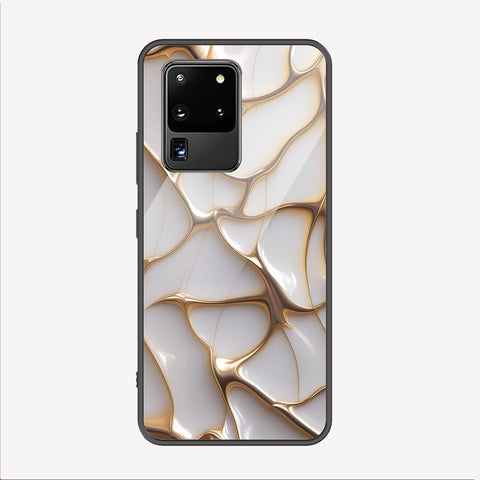 Samsung Galaxy S20 Ultra Cover - Luxury Gold Marble Series - Premium Printed Metal soft Bumper shock Proof Case