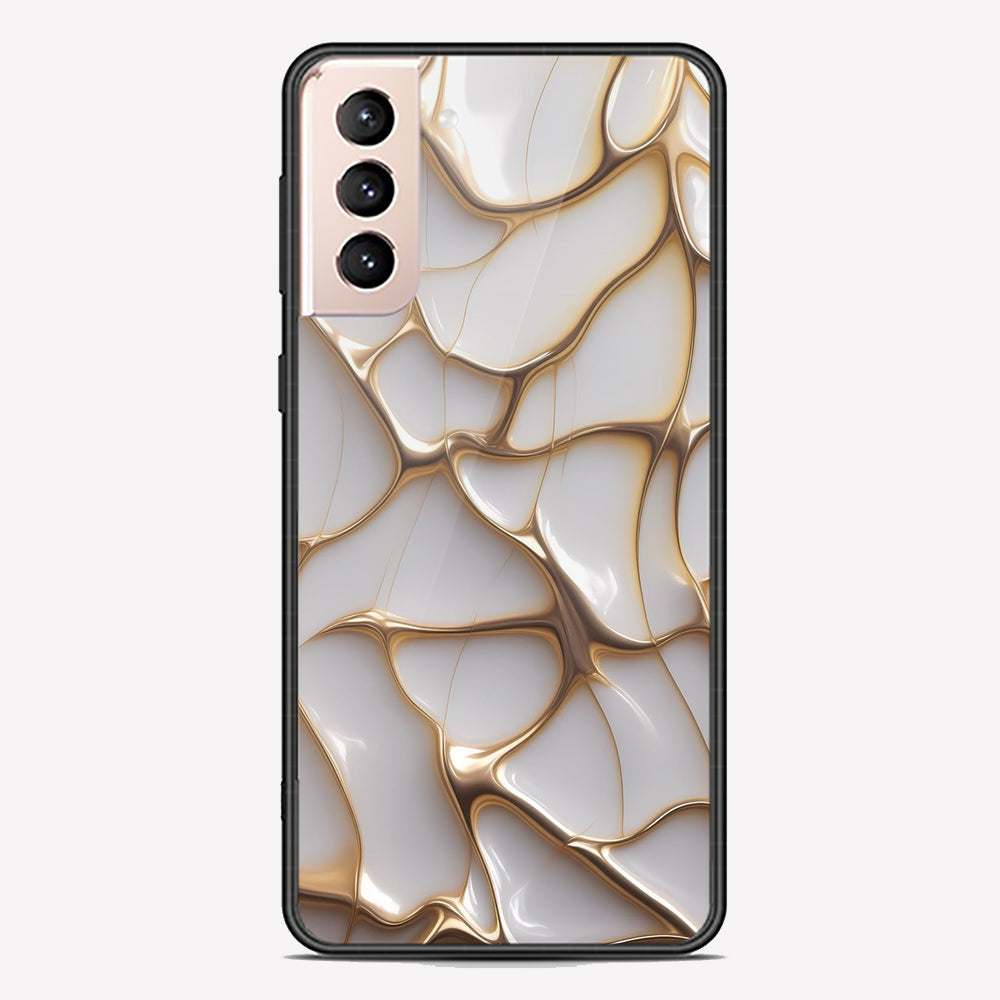 Samsung Galaxy S21 5G Cover - Luxury Gold Marble Series - Premium Printed Metal soft Bumper shock Proof Case