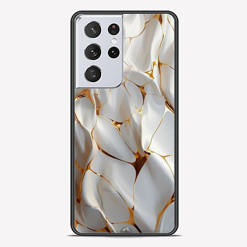 Samsung Galaxy S21 Ultra 5G Cover - Luxury Gold Marble Series - Premium Printed Metal soft Bumper shock Proof Case