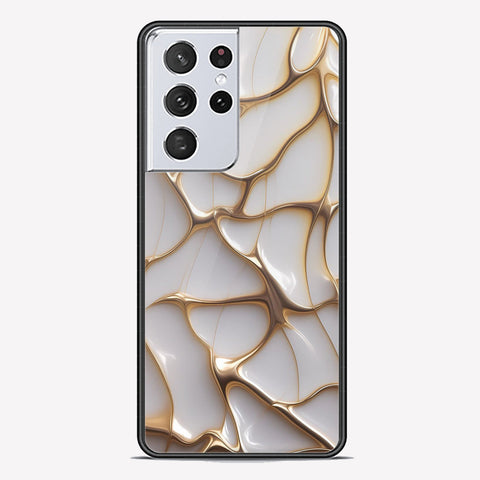 Samsung Galaxy S21 Ultra 5G Cover - Luxury Gold Marble Series - Premium Printed Metal soft Bumper shock Proof Case