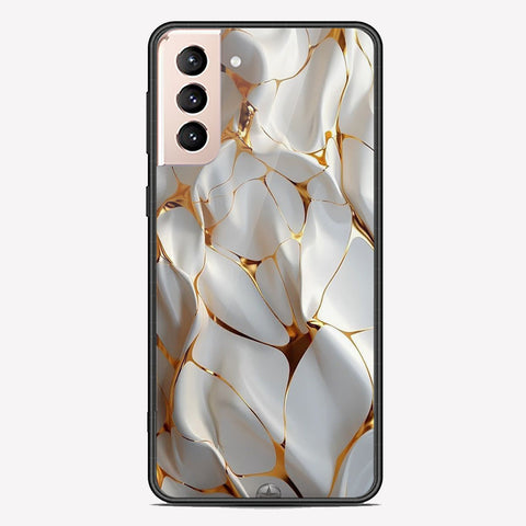 Samsung Galaxy S22 5G Cover - Luxury Gold Marble Series - Premium Printed Metal soft Bumper shock Proof Case