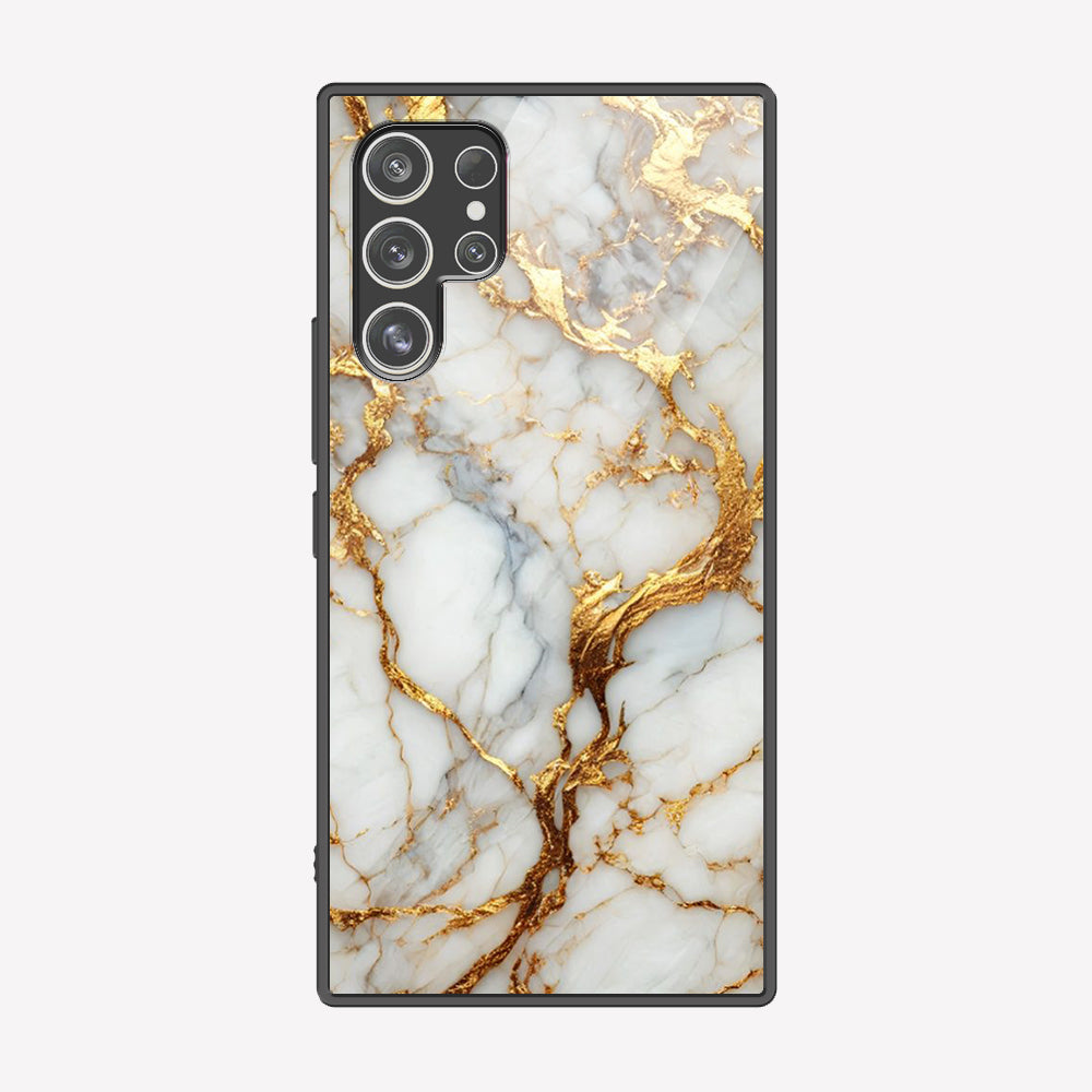 Samsung Galaxy S22 Ultra 5G Cover - Luxury Gold Marble Series - Premium Printed Metal soft Bumper shock Proof Case